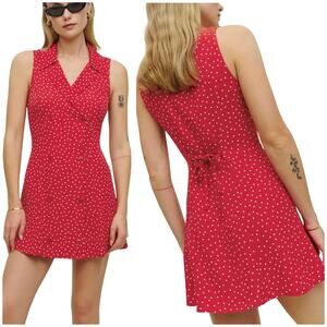 Reformation NWT Leith Mini Dress Ditty Red Polka Dot Size 0 Double Breasted